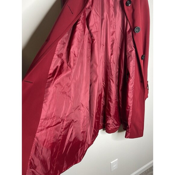 LONDON FOG Women's Long Red Water Resistant Trench Coat 1XL Button Up - Picture 7 of 11